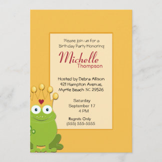 Princess Frog Birthday-uitnodigingen Kaart