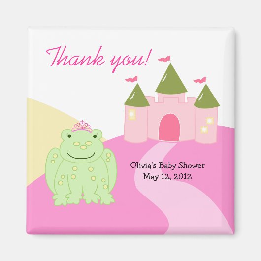 Princess Frog Castle Baby shower Favor Magnet (Voorkant)