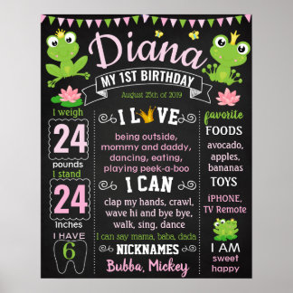 Princess Frog Eerste verjaardagskalk Poster