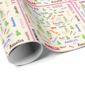 Princess Frog Fairy Tale Word Cloud Name Collage Cadeaupapier (Rol Hoek)