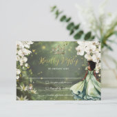 Princess & Frog Green Dress Sweet 16 Quinceanera RSVP Kaartje (Staand voorkant)