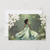 Princess & Frog Green Dress Sweet 16 Quinceanera RSVP Kaartje (Achterkant)