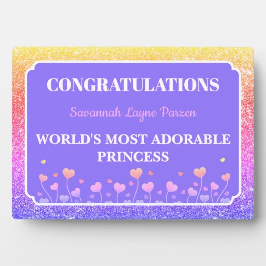 Princess! Fun Personalized girl tabletop plaque Fotoplaat (voorkant)