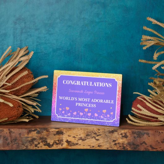 Princess! Fun Personalized girl tabletop plaque Fotoplaat (Zijkant)