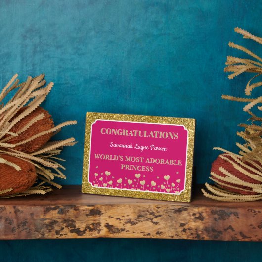 Princess! Fun Personalized girl tabletop plaque Fotoplaat (Zijkant)