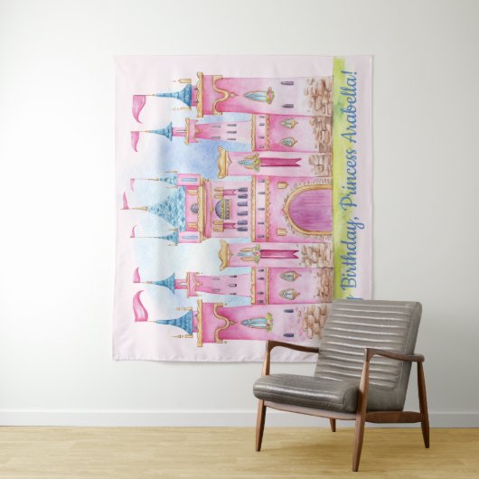 Princess geboortepartij achtergrond banner wandkleed (In situ)