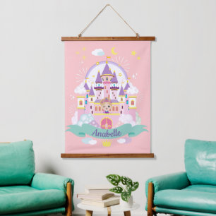 Princess gepersonaliseerd roze wandtapijt Hangend Wandkleed