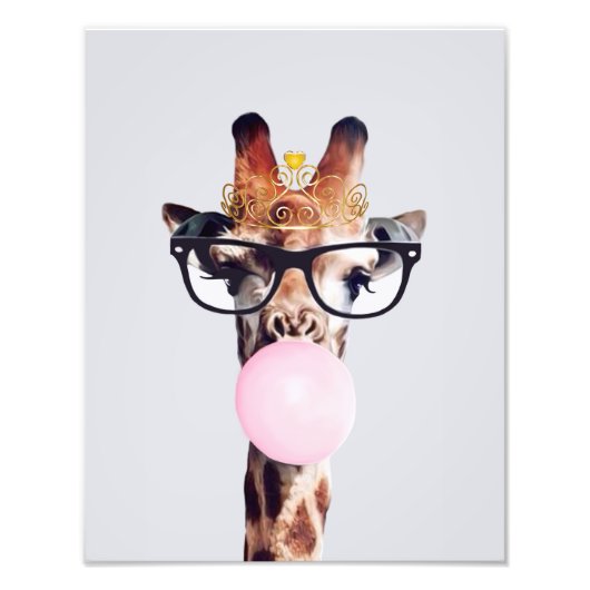 Princess Giraffe Bgloing Bubble gom Foto Afdruk (Voorkant)