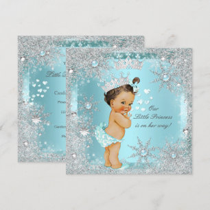 Princess Girl Baby shower Blauwgroen Blue Heart Br Kaart