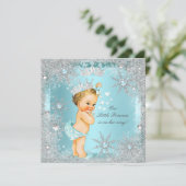 Princess Girl Baby shower Blauwgroen Blue Hearts B Kaart (Staand voorkant)