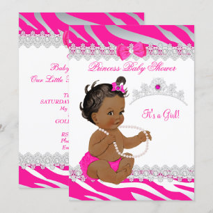 Princess Girl Baby shower Hot Pink Zebra etnische  Kaart
