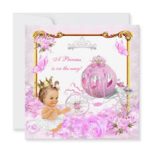Princess Girl Baby shower Pink Gold Carriage Tiara