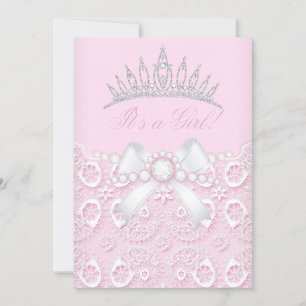 Princess Girl Baby shower Pink Lace diamant White Kaart