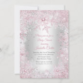 Princess Girl Baby shower Pink Winter Wonderland Kaart (Achterkant)