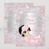 Princess Girl Baby shower Pink Winter Wonderland Kaart (Voorkant / Achterkant)