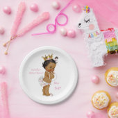 Princess Girl Baby shower Roze Gouden Kroon Etnisc Papieren Bordje (Feest)