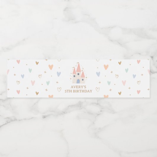 Princess Girl Birthday Party Waterfles Etiket (Enkel label)