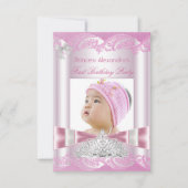 Princess Girl First Birthday 1st Party Kaart (Voorkant)