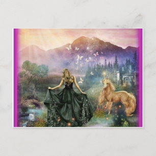 Princess Girl in Gown met Horse Fantasy Scene Briefkaart
