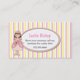 Princess Girl met kikker stripper Play Date Card Contactkaartje