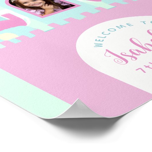 Princess Girl Photo Castle Birthday Welcome Sign. Poster (Hoek)