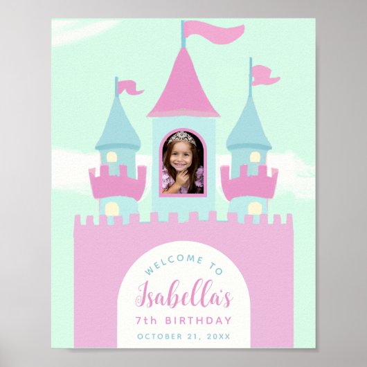 Princess Girl Photo Castle Birthday Welcome Sign. Poster (Voorkant)