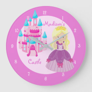 Princess Girl Pink Castle Cute Custom Childrens Grote Klok