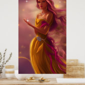 Princess girl roze goud Tiara sprookje Poster (Keuken)