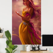 Princess girl roze goud Tiara sprookje Poster (Thuiskantoor)