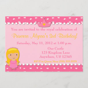 Princess Girls Birthday Invitation Kaart