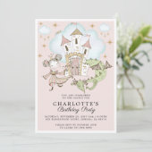 Princess Girl's Pink Gold Birthday Kaart (Staand voorkant)