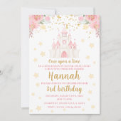 Princess glitter Gold castle verjaardaguitnodiging Kaart (Voorkant)