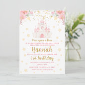 Princess glitter Gold castle verjaardaguitnodiging Kaart (Staand voorkant)