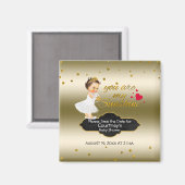 Princess Gold Baby shower Save the Date | Zonnesch Magneet (Voorkant / Achterkant)
