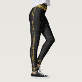 Princess Gold chain Black White Grid Pset Tartan Leggings