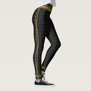Princess Gold chain Black White Grid Pset Tartan Leggings