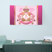 Princess Gold Crown pasteert uw foto Fancy Lijst Spandoek (Beurs)
