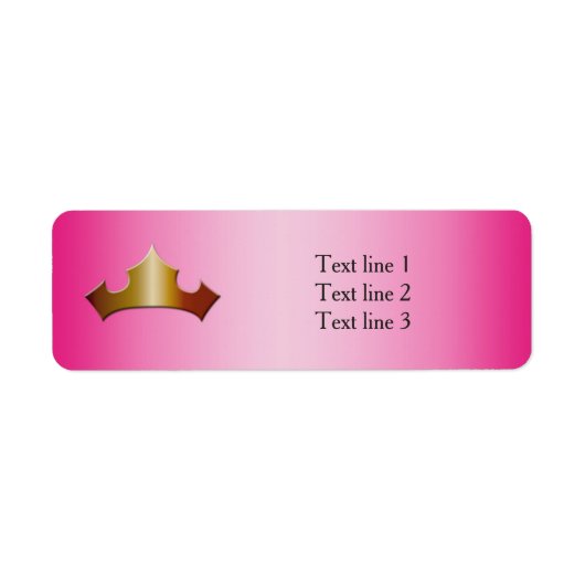 Princess Gold Crown Roze Party Adresetiketten Etiket (Voorkant)