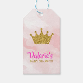 Princess Gold Glitter Crown Baby shower Cadeaulabel