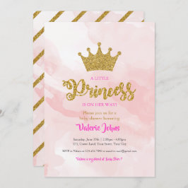 Princess Gold Glitter Crown Baby shower Kaart