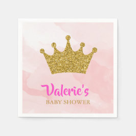 Princess Gold Glitter Crown Baby shower Servet