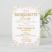 Princess Gold Glitter Sprinkle Bachelorette Party Kaart (Staand voorkant)