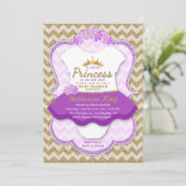 Princess Gold Glitter Tutu Baby shower Uitnodiging (Staand voorkant)