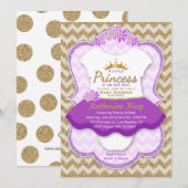 Princess Gold Glitter Tutu Baby shower Uitnodiging (Voorkant / Achterkant)