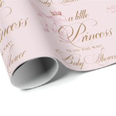 Princess Gold Pink Girl Baby Shower Cadeaupapier (Rol Hoek)