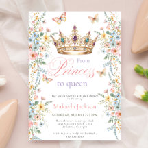 Princess Gouden Kroon Bloem Vlinder bruidsdouche