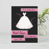 Princess Gown & Hearts Bridal Shower Invitation 3 Kaart (Staand voorkant)