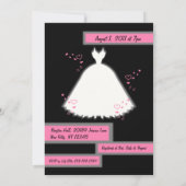 Princess Gown & Hearts Bridal Shower Invitation 3 Kaart (Achterkant)