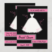 Princess Gown & Hearts Bridal Shower Invitation 3 Kaart (Voorkant / Achterkant)