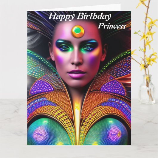 Princess Happy Birthday Kaart (Gele Bloem)